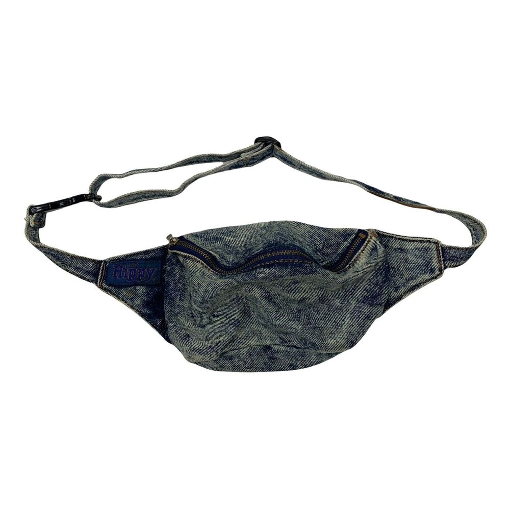 Vintage Fanny Pack Bum Belt Bag Leso Hippy‎ 80s 90s Acid Wash Denim Adjustable